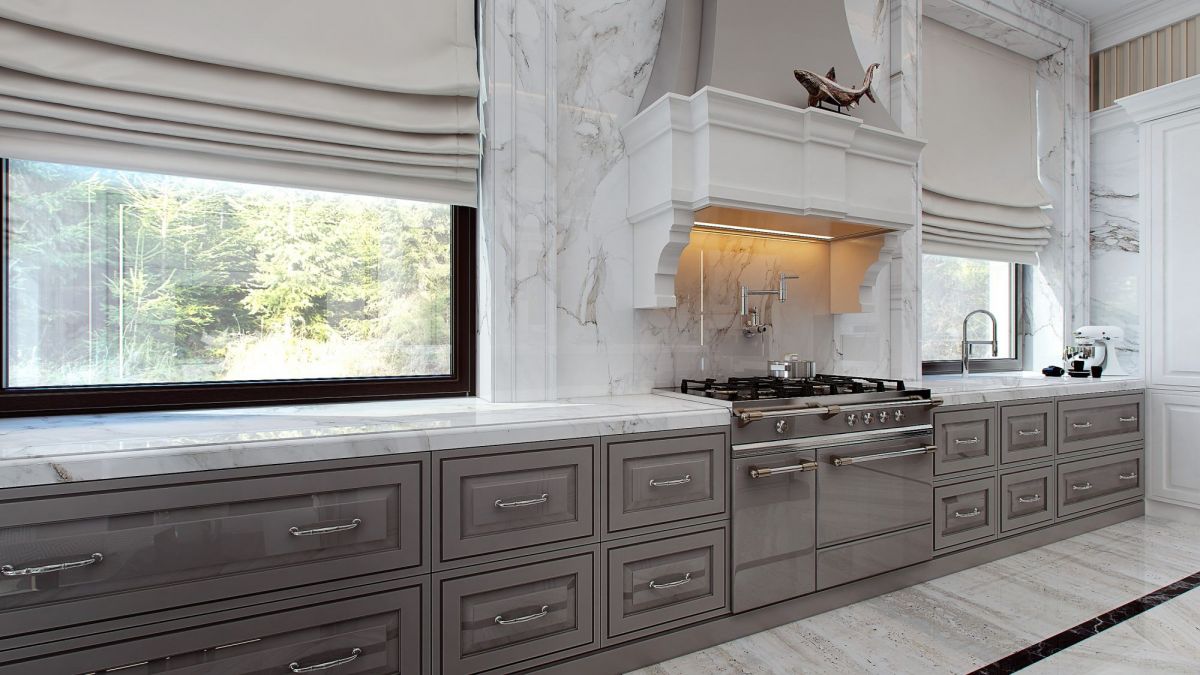 Кухня в мраморном стиле дизайн фото
