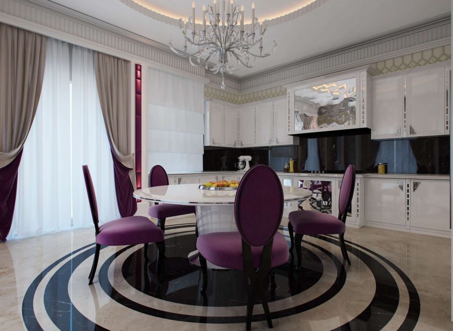 Кухня лилового цвета дизайн