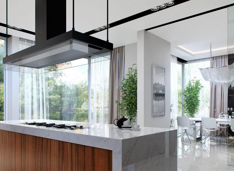 Белый интерьер дома – HD фото дизайна комнат в загородном доме в черно-белом цвете