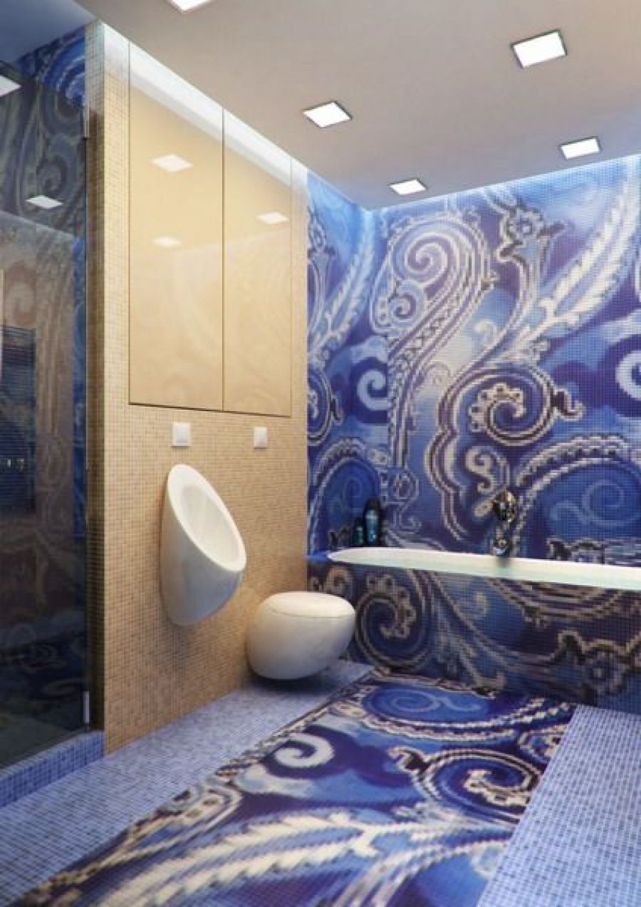 Дизайн ванной комнаты в голубых тонах (60 фото)