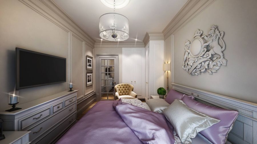 Дизайн спальни в белых тонах в современном стиле